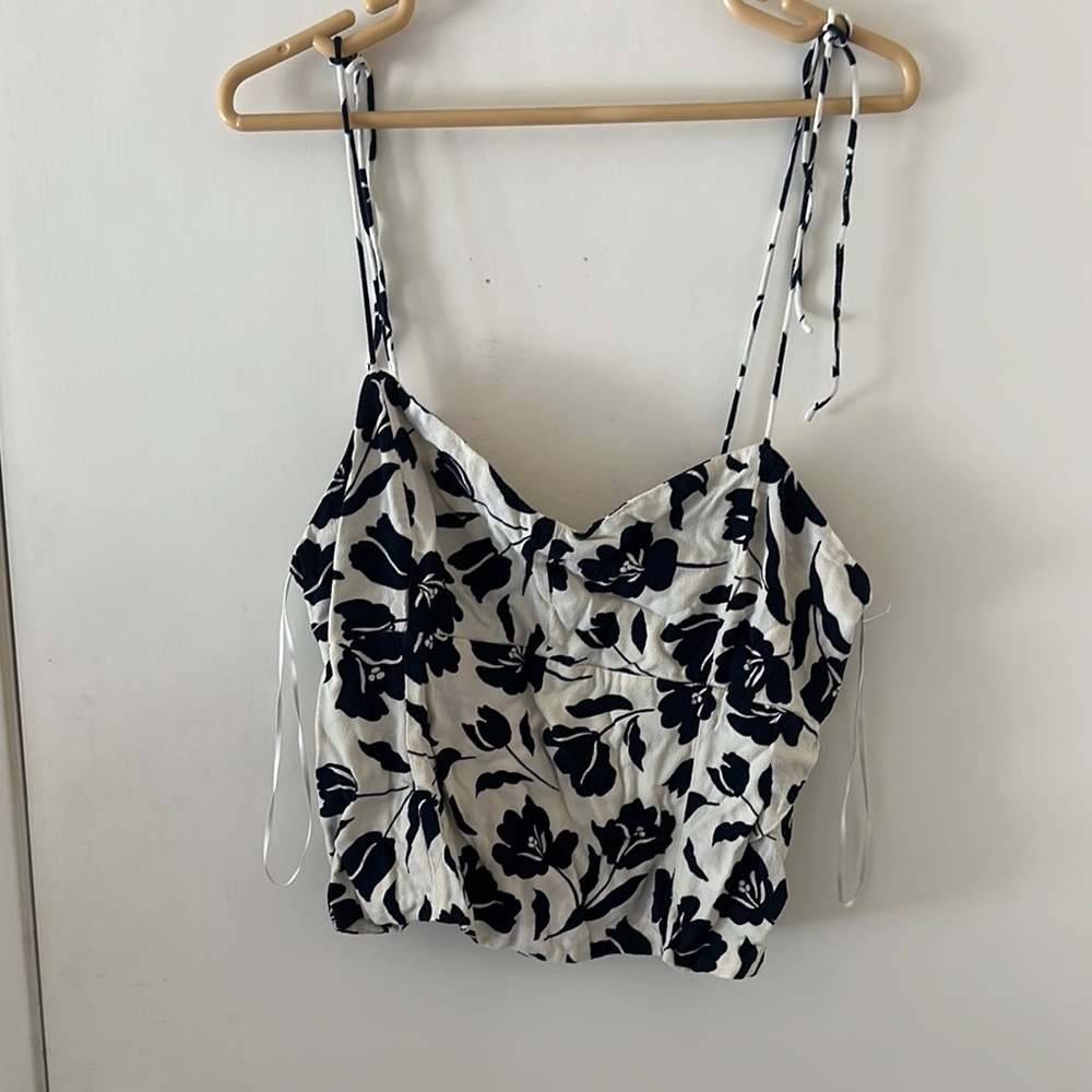 Old Navy Black and White Floral Camisole